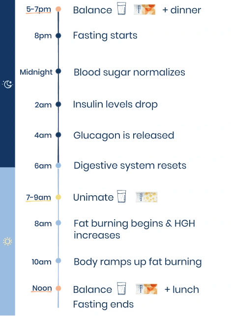 Daily Feel Great timeline showing fasting and eating windows