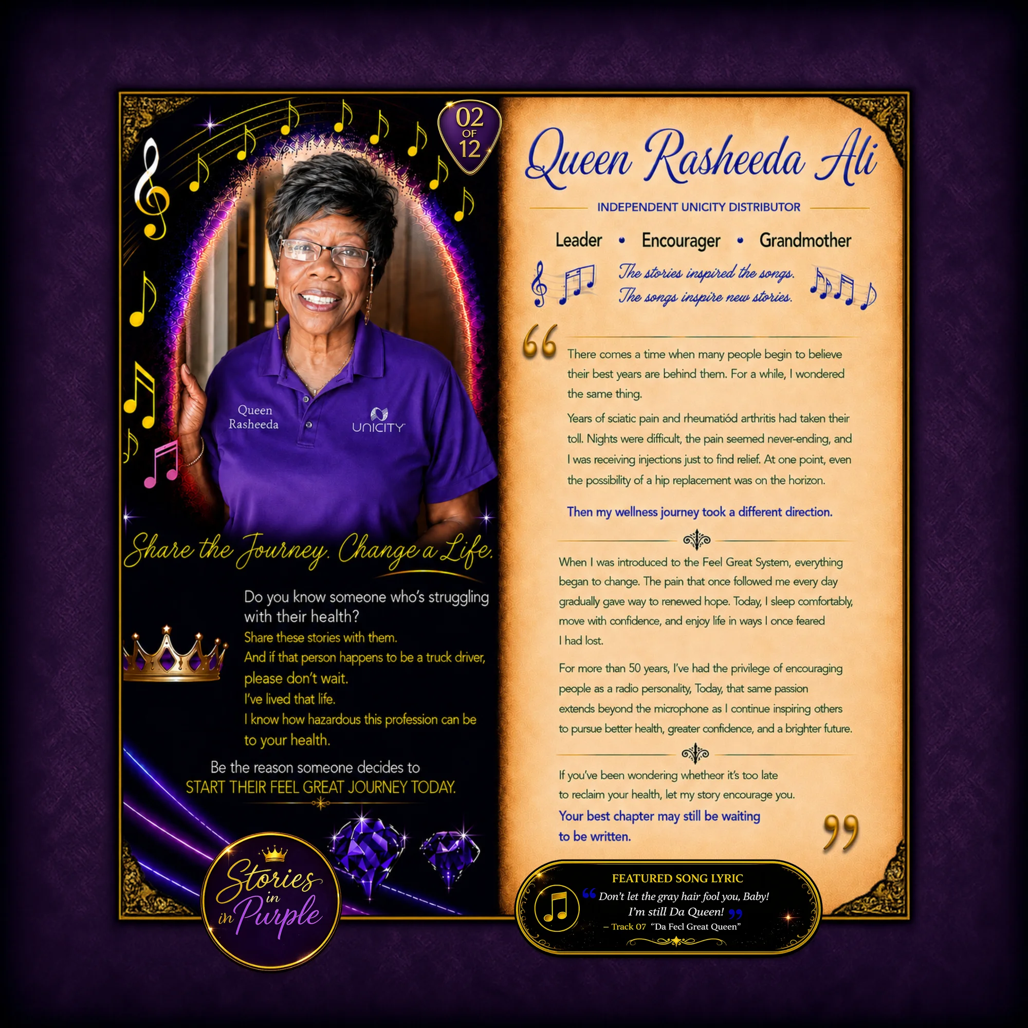 Booklet page for “Da Feel Great Queen”